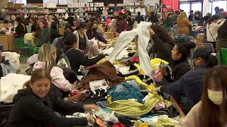 Bargain Hunters Find Discounted Designer Clothes at Bin Sale [upl. by Berti]