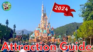 Hong Kong Disneyland ATTRACTION GUIDE  2024  All rides amp Shows  NEW World of Frozen land [upl. by Lorita594]