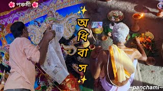 🌺বেল অধিবাস কাকে বলে মায়ের প্রথম মুখ দর্শন ✨ durgapuja trending village [upl. by Laersi]