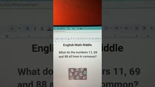 English Math Riddle What do the numbers 11 69 and 88 all have in common [upl. by Ekud450]