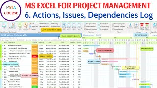 6 Ms Excel for project management  Actions Issues Dependencies Log [upl. by Gwennie720]