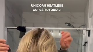 Unicorn heatless curls tutorial 😍🦄 hairgoals heatlesshairstyles curlyhairstyles [upl. by Corley]