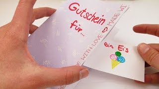 DIY Gutschein  Tolle Geschenk Idee  Karte basteln mit Gutscheinen zum rausreißen  einfach [upl. by Ettennek]