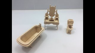 3D Woodcraft Construction Kit DIY How to Assembly the Wooden Shower Room [upl. by Bethena782]