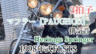 FLSTS1998年式【エボリューション】HarleyDavidson【Evolution】排気音 マフラー パウコPAUGHCO 3拍子Heritage Springer [upl. by Dyan295]