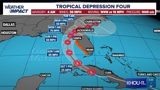 Tracking the tropics Tropical Storm Warnings in Florida as TD 4 tracks that way  Latest path [upl. by Naeloj39]