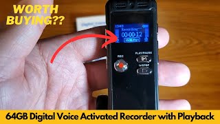 64GB Digital Voice Activated Recorder with Playback Review  Worth Buying [upl. by Dracir]