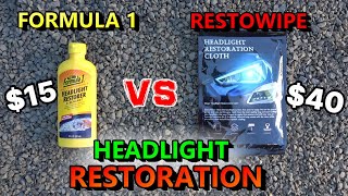 RestoWipe vs Formula 1 Headlight restorer headlight restoration [upl. by Eityak]