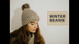 SEHR EINFACH Mütze beanie stricken Für Anfänger [upl. by Eleni]