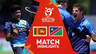 Sri Lanka v Namibia  Match Highlights  U19 CWC 2024 [upl. by Yrrat798]