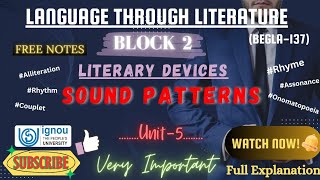 BEGLA137 Language Through Literature Unit5 Sound Patterns ignou bcom2ndyear exam literature [upl. by Petrick]