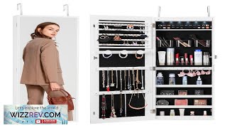 VEVOR Mirror Jewelry Cabinet 4252in Lockable Wall or Door Mounted Armoire White Review [upl. by Ahsenit456]