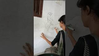 Namaste Wall Art 🎨🖌️ shorts youtubeshorts wallpainting art [upl. by Ekenna]