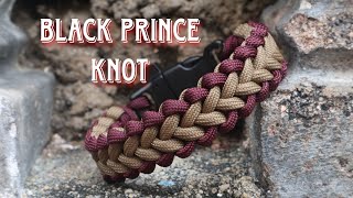 HOW TO MAKE BLACK PRINCE KNOT PARACORD BRACELET WITH BUCKLE PARACORD TUTORIAL DIY [upl. by Hgielram]