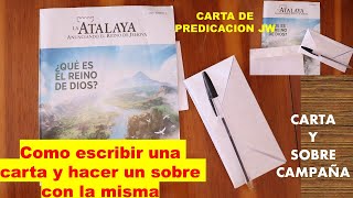 CARTA MODELO jw para PREDICACION  ejemplo  predicacion por carta  TESTIGO DE JEHOVA CAMPAÑA 2020 [upl. by Nanny385]