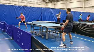 2024 NSW Veterans Div 2 Teams Challenges Aili Li vs Nayan Barman 4th Set [upl. by Fransis]