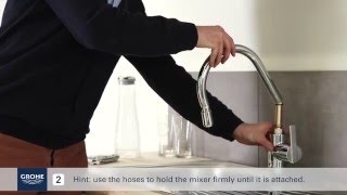 Install a GROHE single lever kitchen mixer with pullout mixer spout [upl. by Eki]