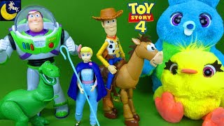 LOTS of New Toy Story 4 Toys Bo Peep Woody True Talkers Buzz Lightyear Sneak Peek Kids Toy Videos [upl. by Jesse]