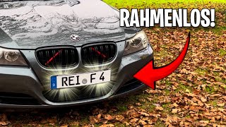 Rahmenlose Kennzeichenhalterung am BMW E90 Tutorial für BMW E90  E91 [upl. by Kissel989]