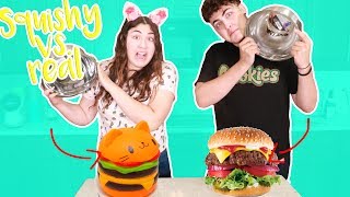 SQUISHY VS REAL FOOD CHALLENGE  we ate cactus [upl. by Strohben]