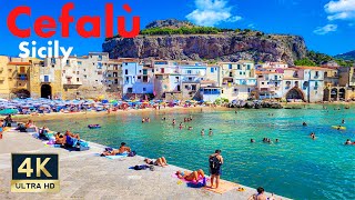 Cefalu Sicily Italy 🇮🇹 4K Town and Beach Walking Tour 2022 [upl. by Lorimer753]