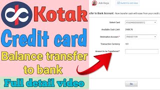 Kotak Mahindra Bank credit card balance transfer system समझिए II Credit card to bank transfer [upl. by Yeliab613]