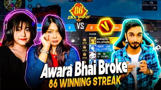 V Badge Awara Bhai Broke My 86 Streak 🥵  Awara Bhai Gameplay Reaction  Garena Free Fire [upl. by Odnalro315]