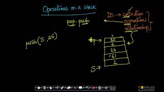 Operations Push and Pop  Stacks  Appliedcourse [upl. by Ahto385]