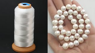 How To Make Beautiful Pearl Necklace At Home  DIY  Thread Necklace  beebeeecraft  uppunutihome [upl. by Alfonzo]