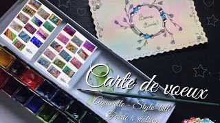 CARTE DE VOEUX  AQUARELLE  STYLOBILLE  FACILE À RÉALISER  ATELIER ENFANT 🎨 SABCREATIONS [upl. by Schrader917]