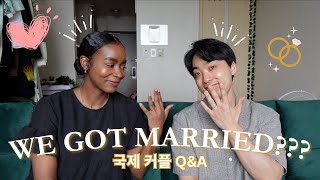 We Secretly Got Married 🤫👩🏾‍❤️‍💋‍👨🏻  QampA AMBW Couple 국제 커플 [upl. by Errised532]