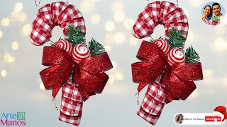 🔴Cómo Hacer BASTONES NAVIDEÑOS Tipo CANDY CANE Tutorial Con Arte en Tus Manos [upl. by Naraj]