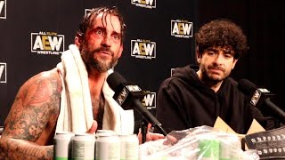 CM PUNK SHOOTS ON COLT CABANA ADAM PAGE AEW EVPS amp MORE AEW ALL OUT 2022 MEDIA SCRUM [upl. by Kinchen]