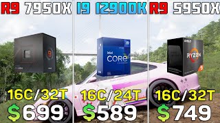 Ryzen 9 7950X vs i9 12900K vs 5950X  10 Games Test [upl. by Acnairb]