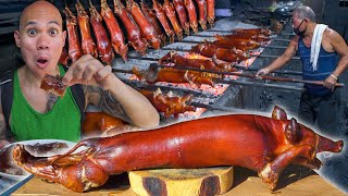 COOKING WHOLE LECHON BABOY ROASTED SUCKLING PIG Filipino Street Food in Metro Manila Philippines [upl. by Spiegel]