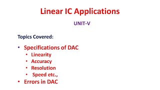 Specifications of Digital to Analog Converters DAC  Error in DAC  LICA U53 [upl. by Ekul]