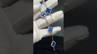 Custom Made Van Cleef Arpels Vintage Alhambra Bracelet 18K Yellow Gold Blue Agate [upl. by Akema]