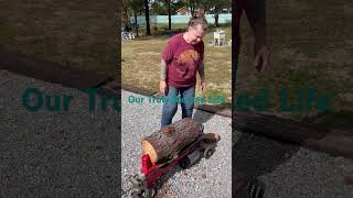 Log splitter in action ourtrulyblessedlife [upl. by Vins]