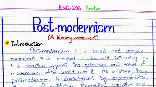 Postmodernism  A literary movement ENG205 4thsememster pu [upl. by Amocat885]