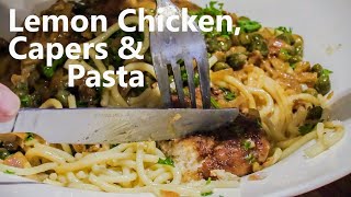 Lemon Chicken with Capers and Pasta  Narrowboat Cooking [upl. by Sadick]