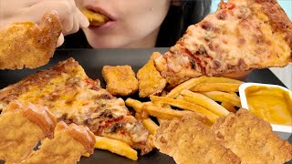 ASMR eating Cheese Steak Pizza Crispy Nuggets with Fries amp Chili Oil Mukbang  Crunchy eating sound [upl. by Dill440]