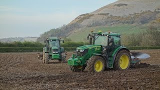 Ploughing with John Deere 6150R 2016 [upl. by Akissej]