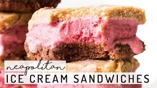 Neapolitan Ice Cream Sandwiches  Vegan Paleo NoBake [upl. by Julie82]