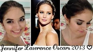 Jennifer Lawrence Oscars 2013 Makeup amp Hair Tutorial ♡ [upl. by Notsua243]