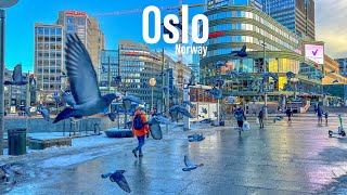 Oslo Norway 🇳🇴 February 2022  4KHDR Walking Tour  ▶91min [upl. by Kinny]