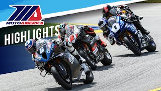 CLOSE MOTORCYCLE RACE MotoAmerica Medallia Superbike Race 2 Highlights at Road Atlanta 2023 [upl. by Eceeryt]