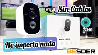 Cámara Wifi SIN CABLES SIN INTERNET Besder D10 4mp Icsee Bateria [upl. by Ignatia]