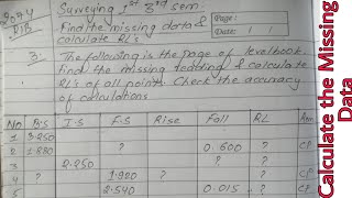 Calculate the missing data level book and calculate RL of all point  Prashant YT  CTEVT  3rd sem [upl. by Einnahpets]