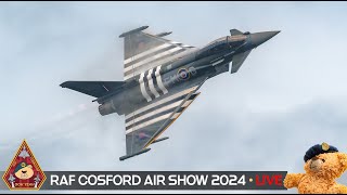 LIVE RAF COSFORD 2024 AIR SHOW TYPHOON F35B RED ARROWS MIRAGE 2000D amp B17 • 090624 [upl. by Ordnasela926]