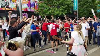 ENGLAND FANS SINGING SOUTHGATE YOURE THE ONE amp SWEET CAROLINE BEFORE EURO 2020 FINAL VS ITALY [upl. by Mcclary165]